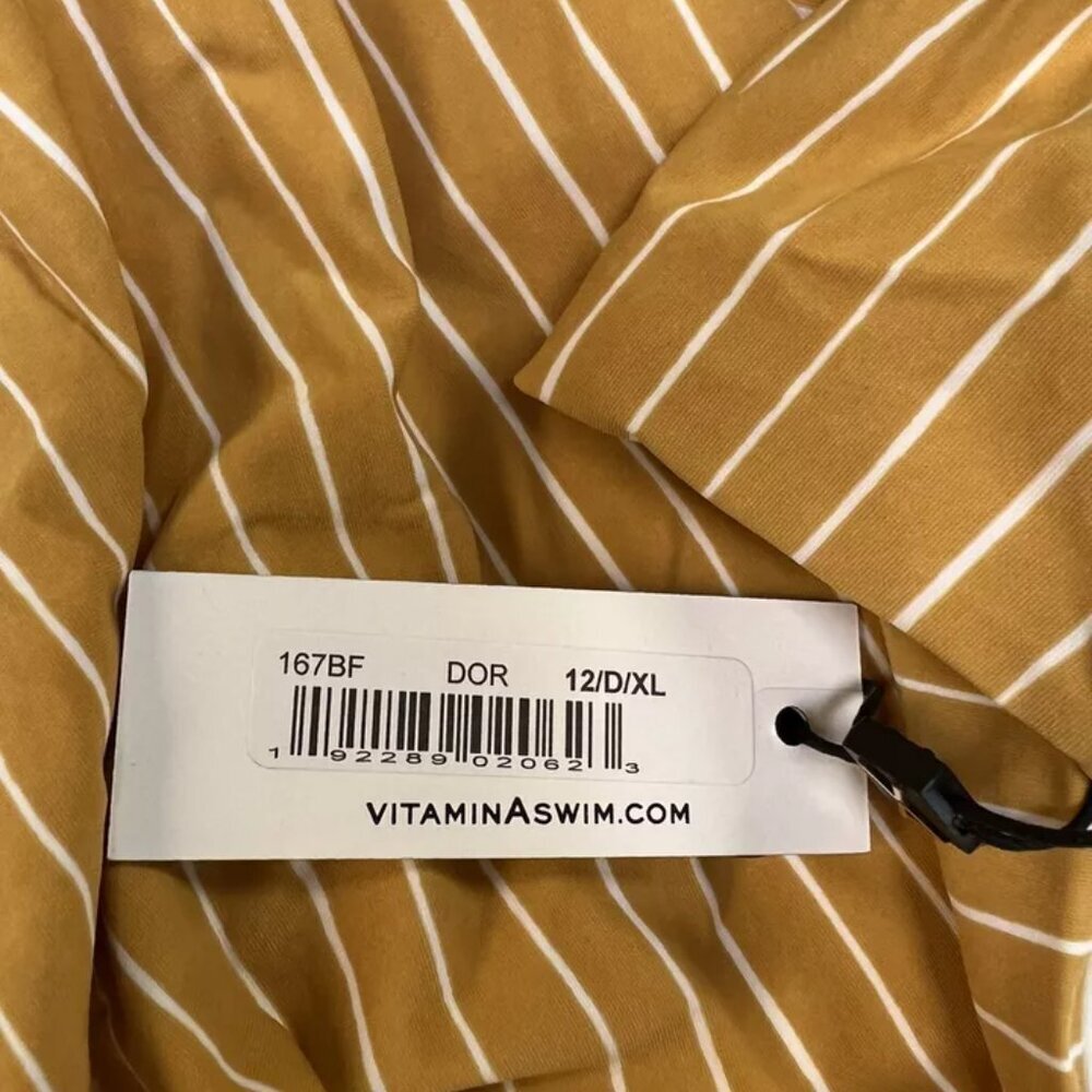 Vitamin A Women’s Yellowish Brown Striped Bikini Bottom Size 12 - Picture 3 of 5